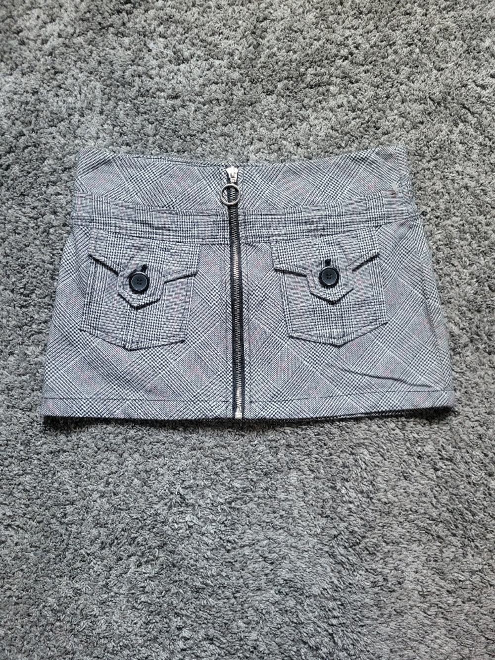 Wet Seal Gray Plaid Zip-Front Mini Skirt Size 1 *NEW*